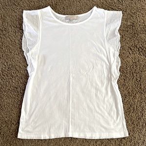 LOFT Swiss Dot Flutter Sleeve Top